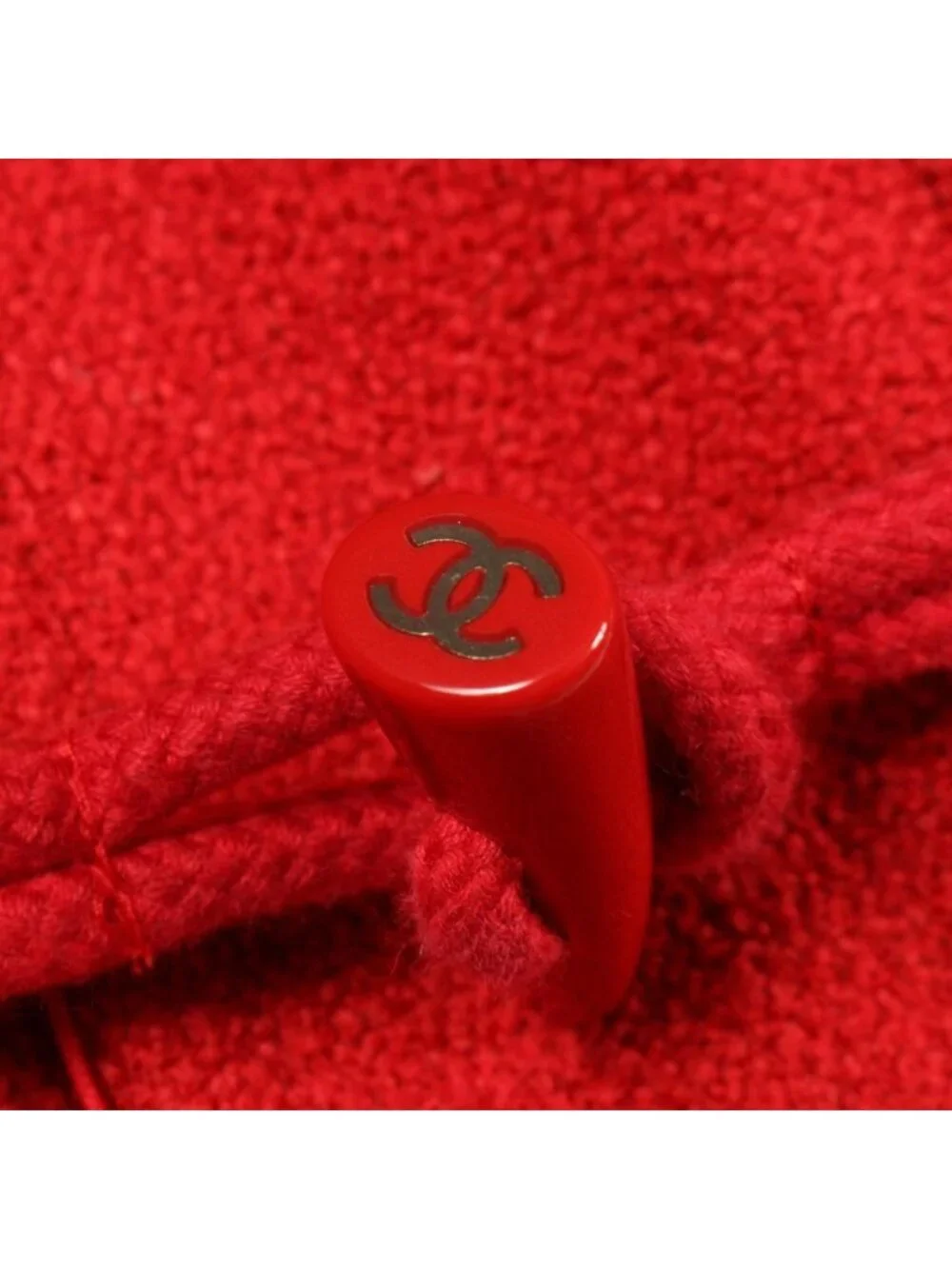Chanel Duffle Coat Short Red Wool Hooded Jacket - Picture 7 of 7